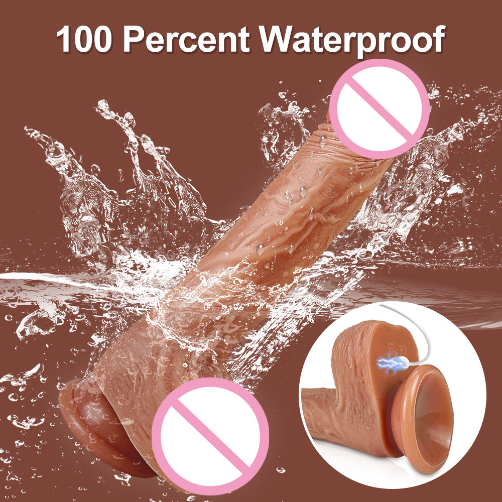 Lovesecret Premium – LS04 – Realistic Vibrator with Big Balls – App-Controlled - Up & Down / Heated / Thrusting / Shaking Modes – Flesh Color