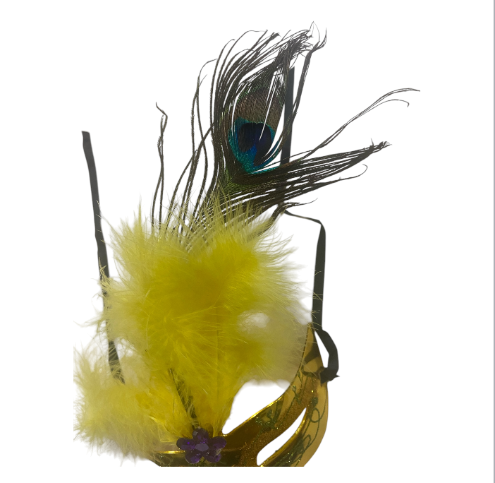 Venetian Mask Gold With Feather
