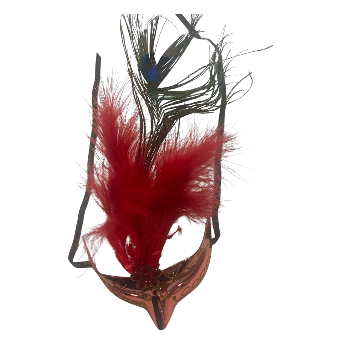 Venetian Mask Red With Feather