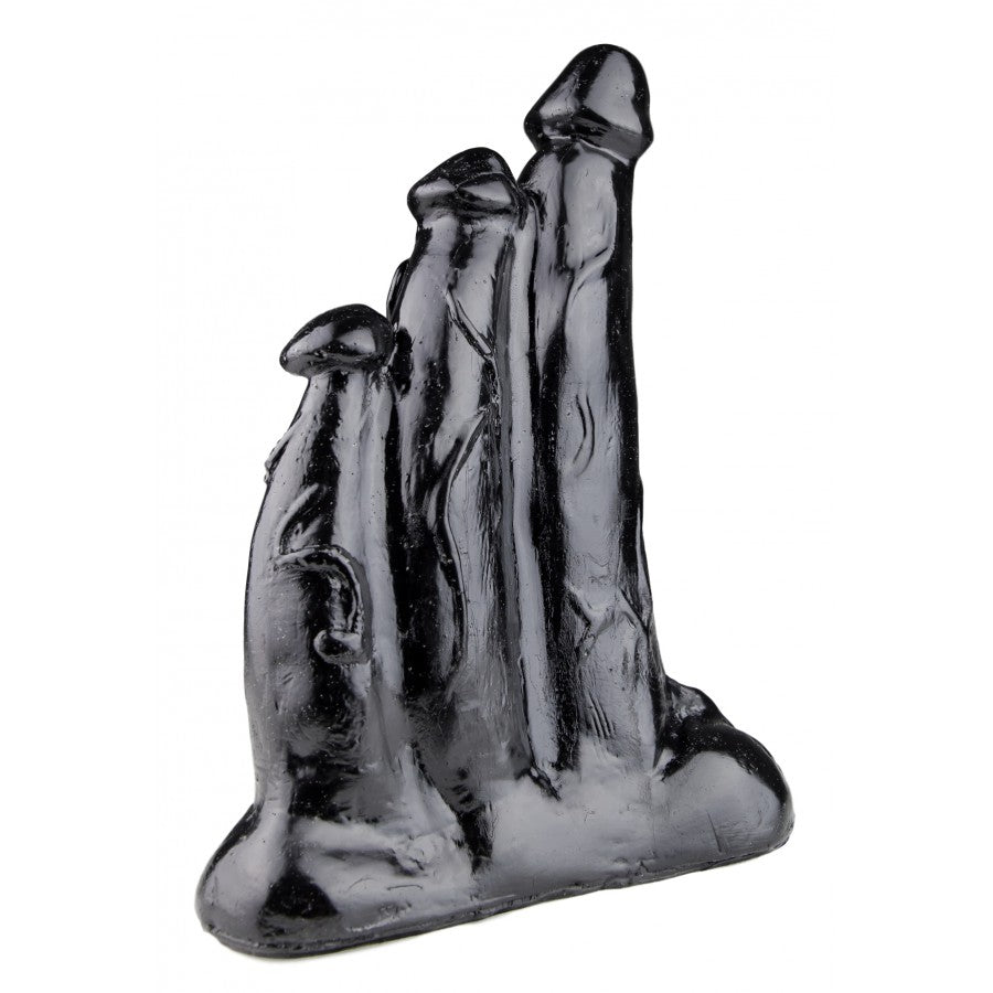 XXLTOYS - Triple King - XXL Dildo - Insertable length 22 X 14 cm - Black - Made in Europe