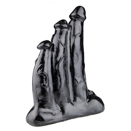 XXLTOYS - Triple King - XXL Dildo - Insertable length 22 X 14 cm - Black - Made in Europe