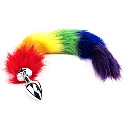 Rainbow Fox Tail Butt Plug- 45 CM - Insertable 7 Cm - N10780