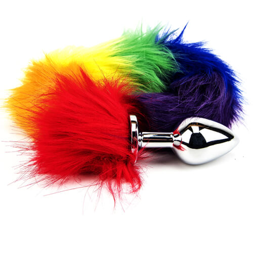 Rainbow Fox Tail Butt Plug- 45 CM - Insertable 7 Cm - N10780