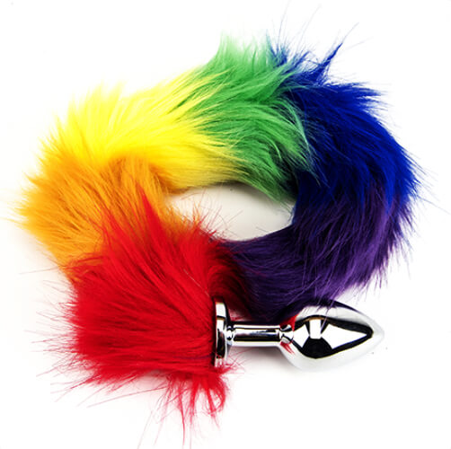 Rainbow Fox Tail Butt Plug- 45 CM - Insertable 7 Cm - N10780