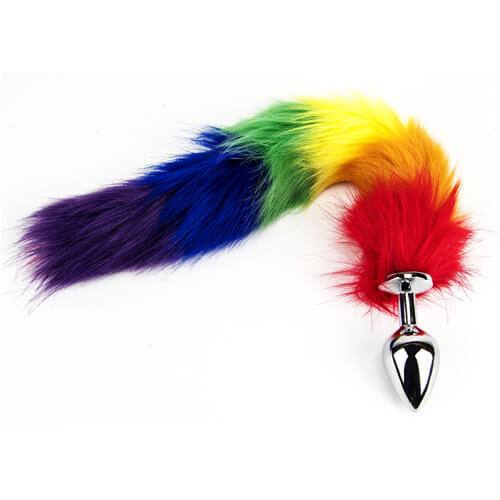 Rainbow Fox Tail Butt Plug- 45 CM - Insertable 7 Cm - N10780