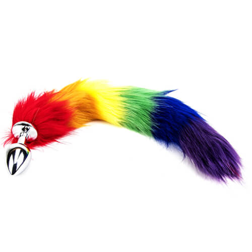 Rainbow Fox Tail Butt Plug- 45 CM - Insertable 7 Cm - N10780