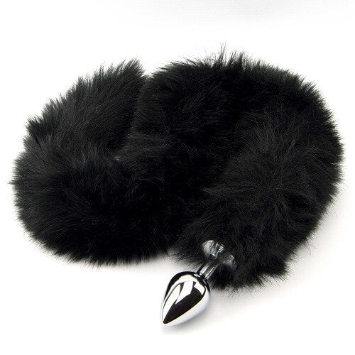 Precious Metals - N10880 - Extra Long Black Fox Tail Butt Plug- 78 CM - Furry Fantasy