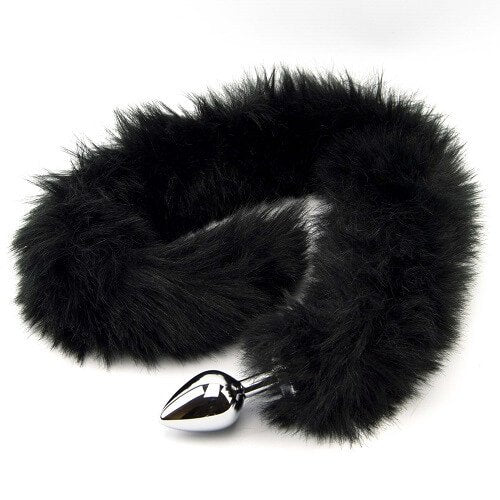 Precious Metals - N10880 - Extra Long Black Fox Tail Butt Plug- 78 CM - Furry Fantasy