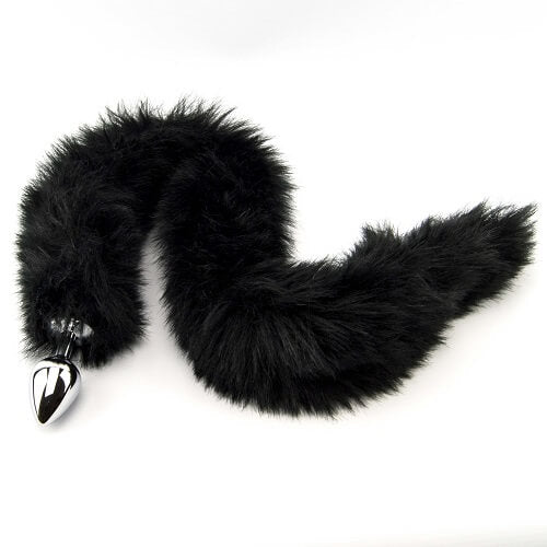 Precious Metals - N10880 - Extra Long Black Fox Tail Butt Plug- 78 CM - Furry Fantasy