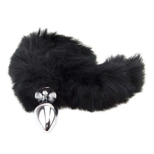 Precious Metals - N10880 - Extra Long Black Fox Tail Butt Plug- 78 CM - Furry Fantasy