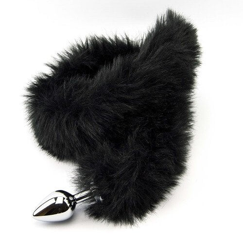 Precious Metals - N10880 - Extra Long Black Fox Tail Butt Plug- 78 CM - Furry Fantasy