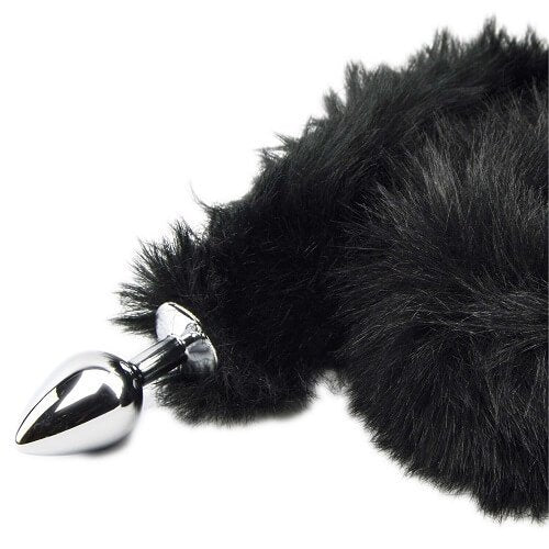 Precious Metals - N10880 - Extra Long Black Fox Tail Butt Plug- 78 CM - Furry Fantasy