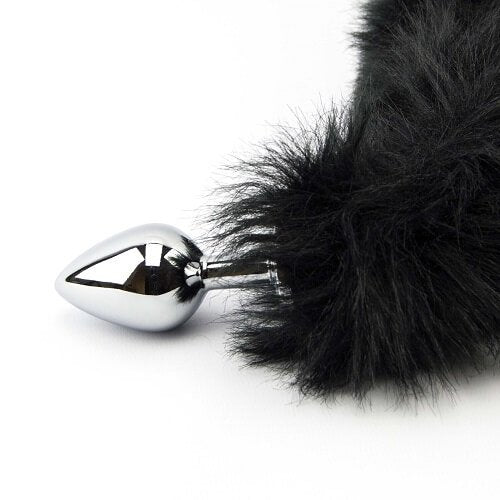 Precious Metals - N10880 - Extra Long Black Fox Tail Butt Plug- 78 CM - Furry Fantasy