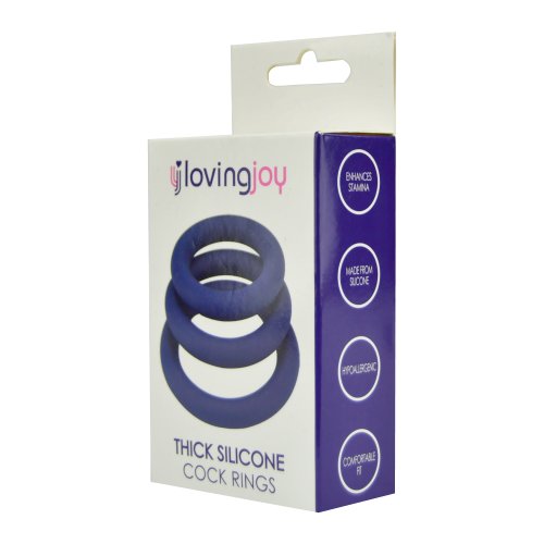 Loving Joy - N11080 - Silicone Extra Thick Cockring 3-Pack Blue