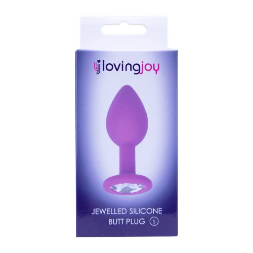 Small Size Silicone Purple Plug With Clear Stone - 7,4 CM - N11237