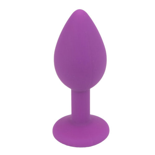 Small Size Silicone Purple Plug With Clear Stone - 7,4 CM - N11237