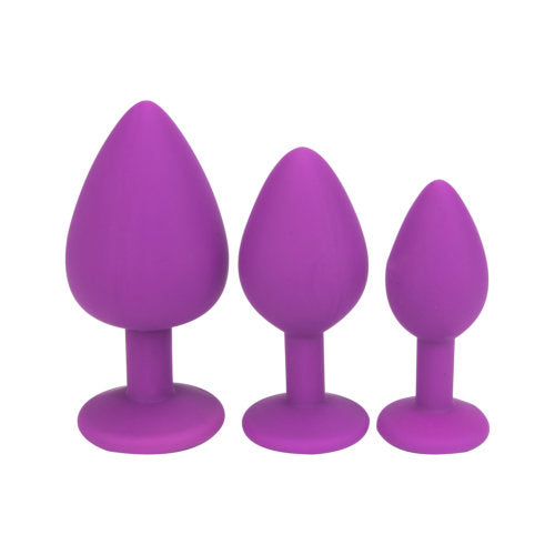 Small Size Silicone Purple Plug With Clear Stone - 7,4 CM - N11237