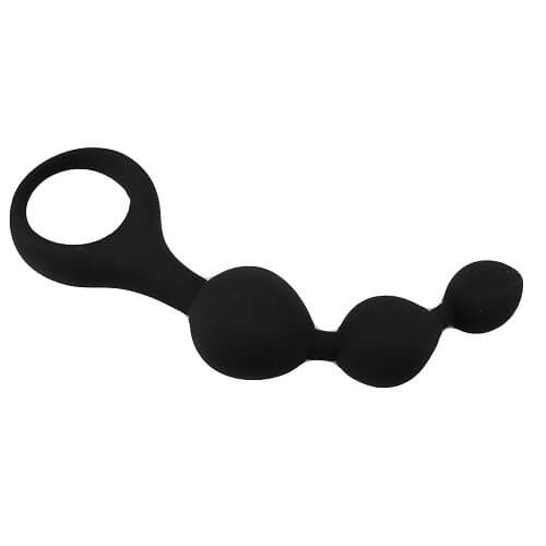 Triple Ripple Silicone Anal Beads - Black - 14 CM - NS6550