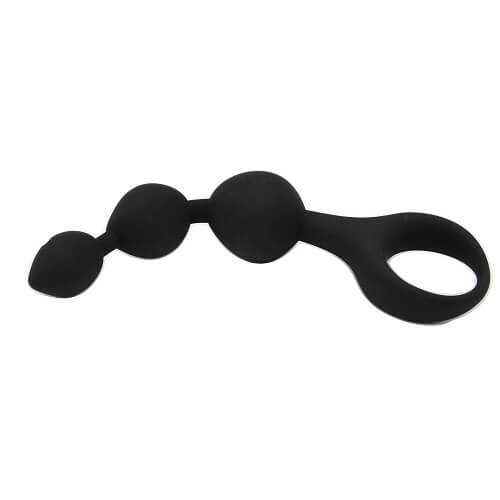 Triple Ripple Silicone Anal Beads - Black - 14 CM - NS6550