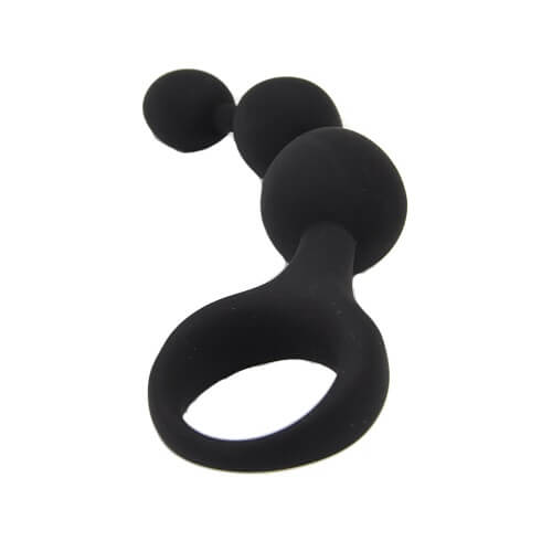 Triple Ripple Silicone Anal Beads - Black - 14 CM - NS6550