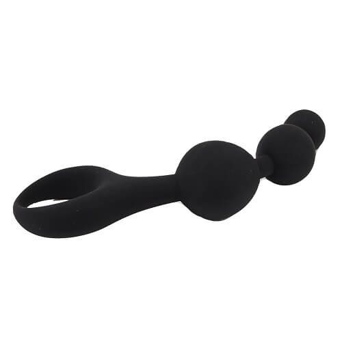 Triple Ripple Silicone Anal Beads - Black - 14 CM - NS6550