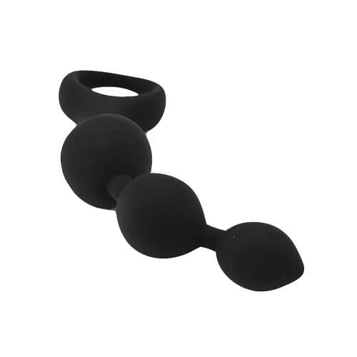 Triple Ripple Silicone Anal Beads - Black - 14 CM - NS6550