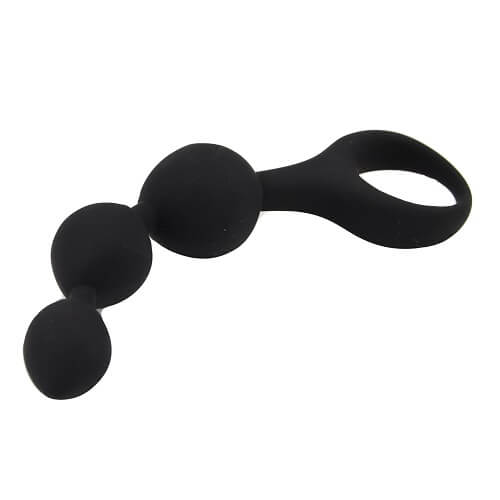 Triple Ripple Silicone Anal Beads - Black - 14 CM - NS6550