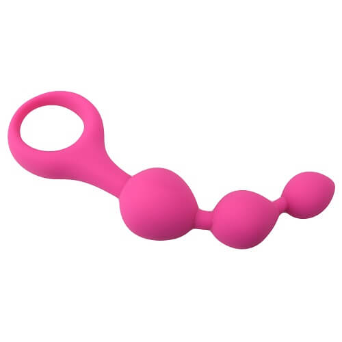 Triple Ripple Silicone Anal Beads - Pink- 14 CM - NS6551