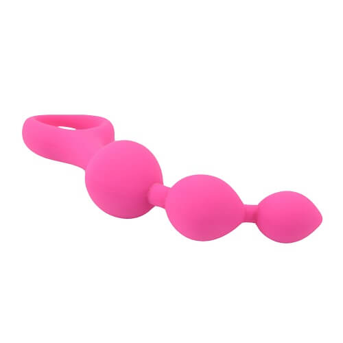 Triple Ripple Silicone Anal Beads - Pink- 14 CM - NS6551
