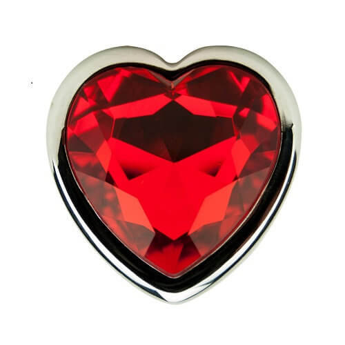 Precious Metals - NS7168 - Heart Desgin Metal Plug With Pink Stone