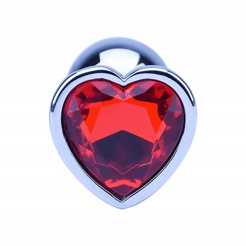 Precious Metals - NS7168 - Heart Desgin Metal Plug With Pink Stone