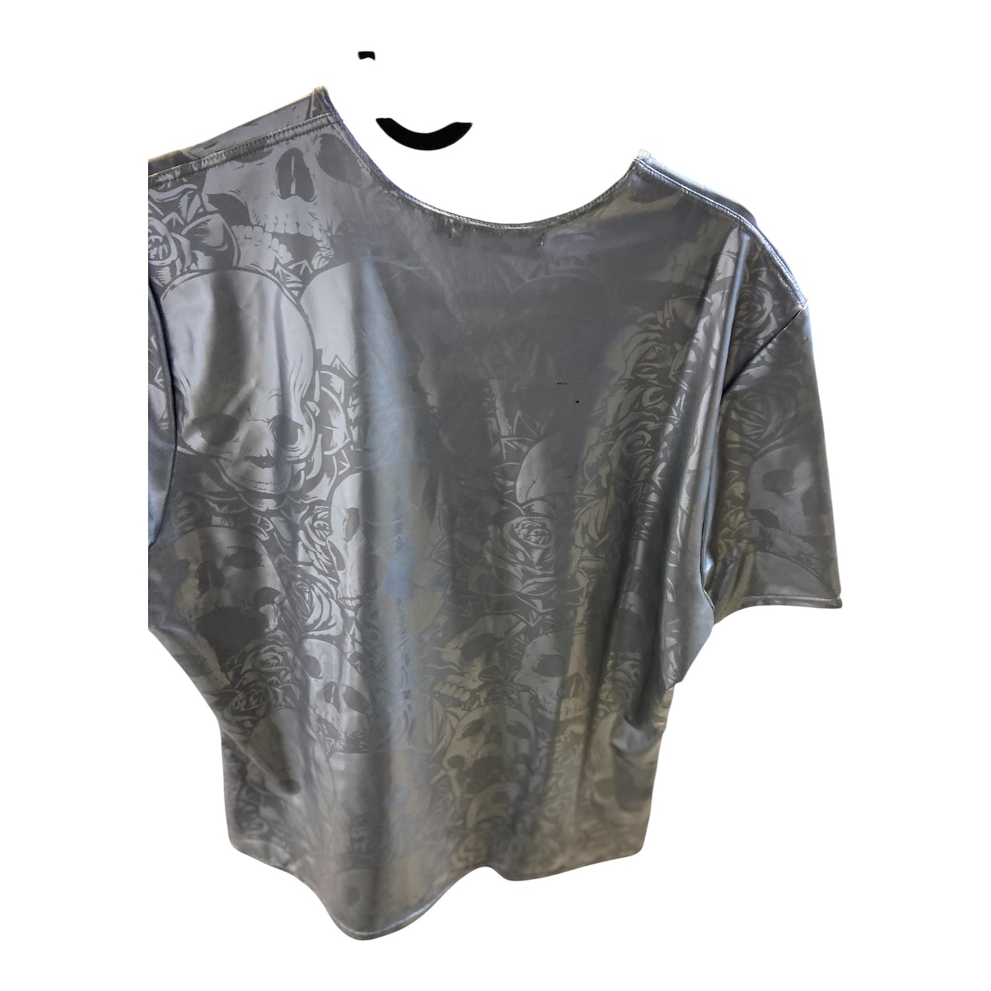 Peter Domenie - Silver Shirt with Gray Patterns and Zipper Size L