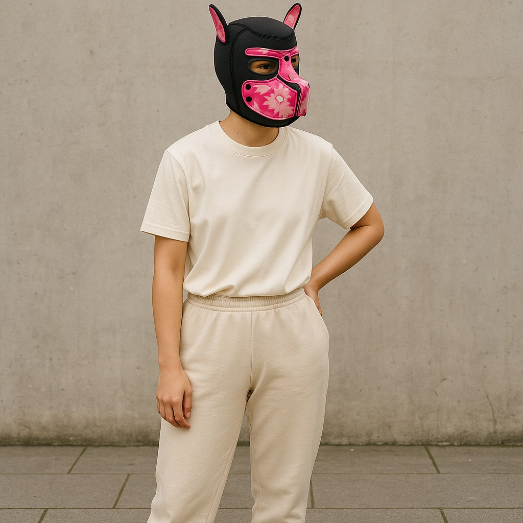 Kinky Pleasure - T218 - BDSM - Dog Mask - Pink Camo Style