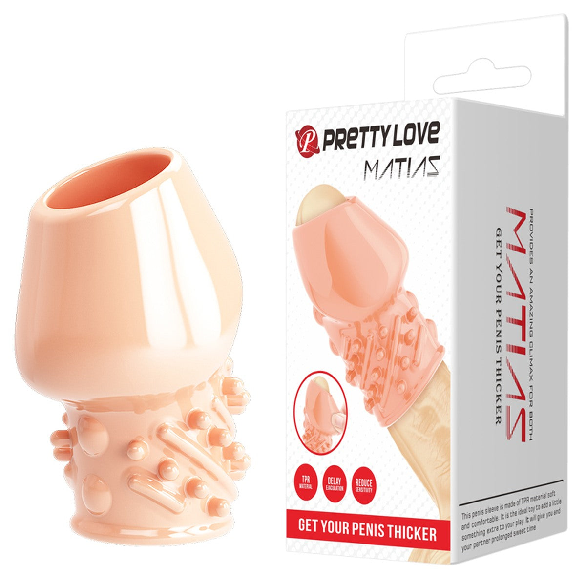 Pretty Love - Matias - Penis Sleeve 3 different colours available - Clear - Flesh - Brown - bi-26248