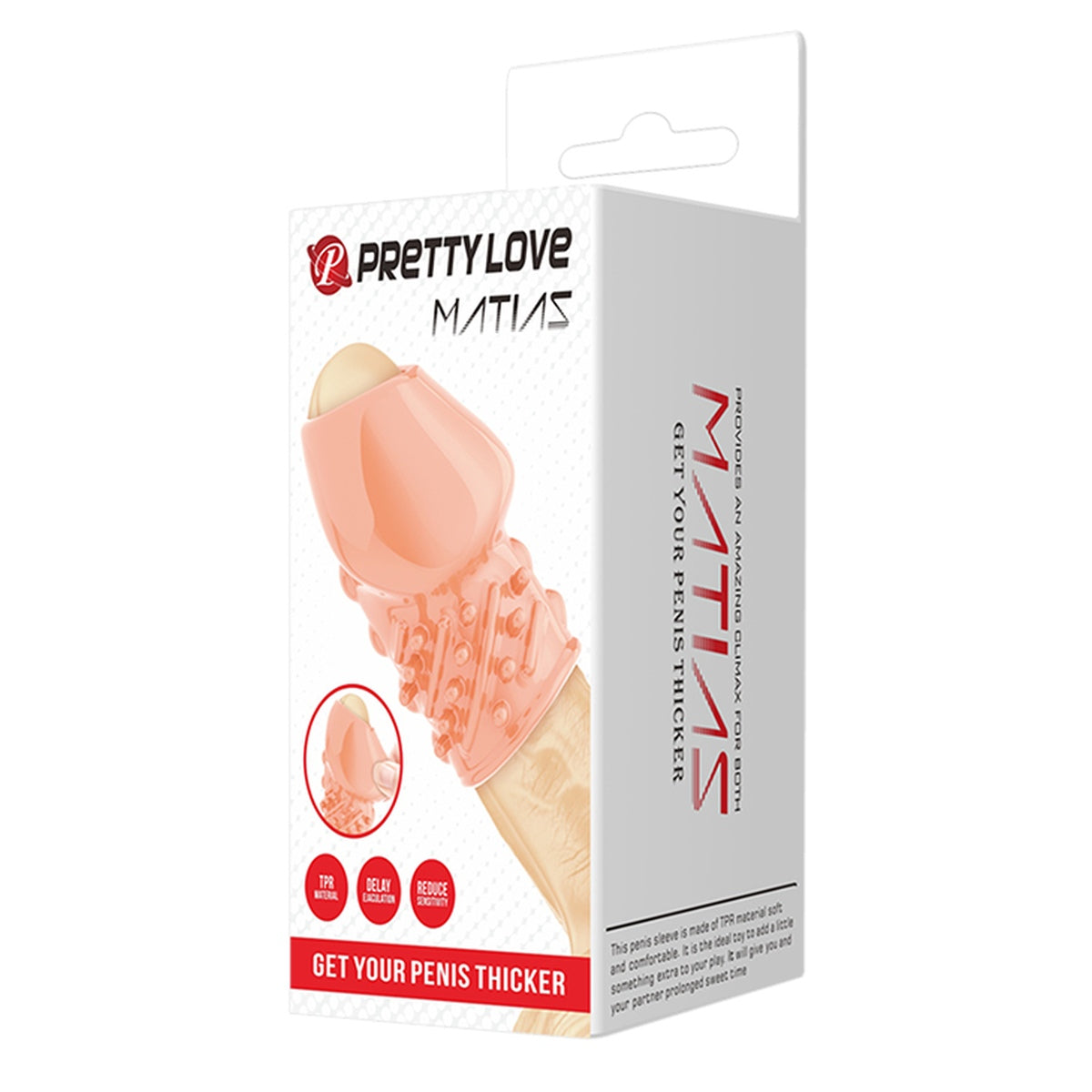 Pretty Love - Matias - Penis Sleeve 3 different colours available - Clear - Flesh - Brown - bi-26248