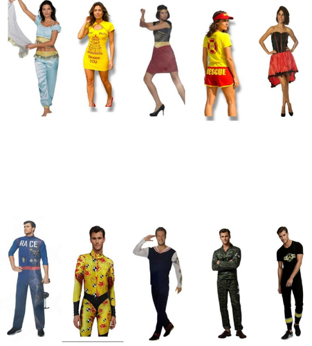 Kinky Role Play Female & Male Mix Box 10 Models - Various Sizes Total 30 Pcs Carton