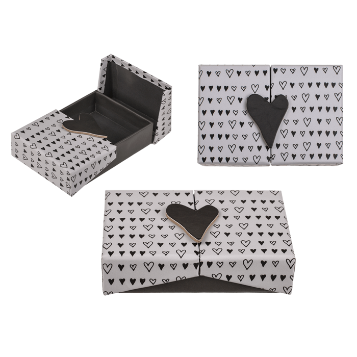 Kinky Pleasure - B104 - Jewelry Box With Black Heart Motif - 12x8cm