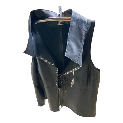 Shirt Leatherlook Sleeveless With Zipper And Lace-up