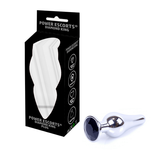 Power Escorts - BR213 Sblack - Diamond King Small Buttplug Black Stone - 9,5cm - dia: 3cm