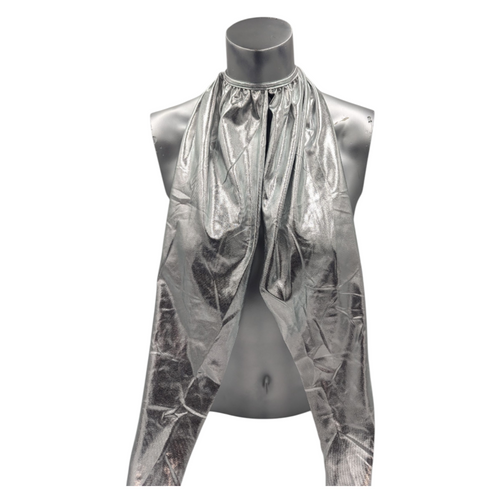 Kinky Glossy SIlver Halter Top With Open Back