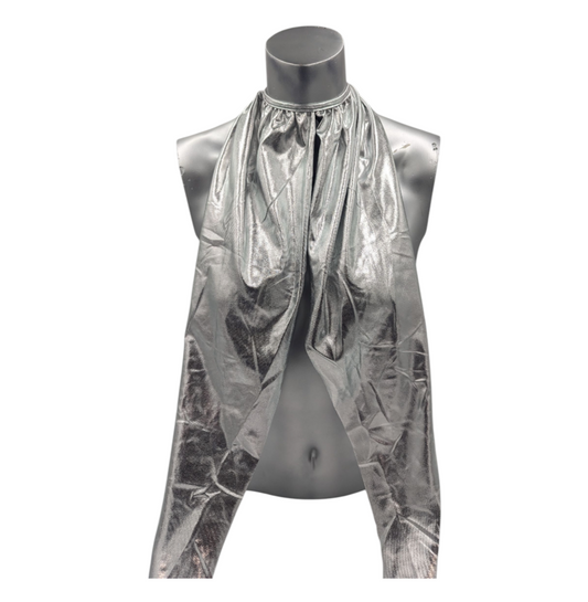 Kinky Glossy SIlver Halter Top With Open Back