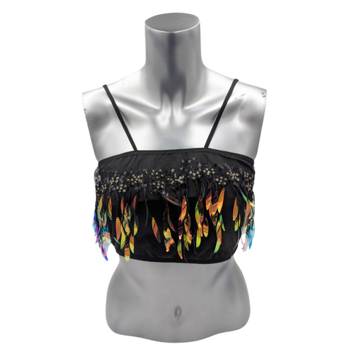 Kinky Top Black Feather Glitter