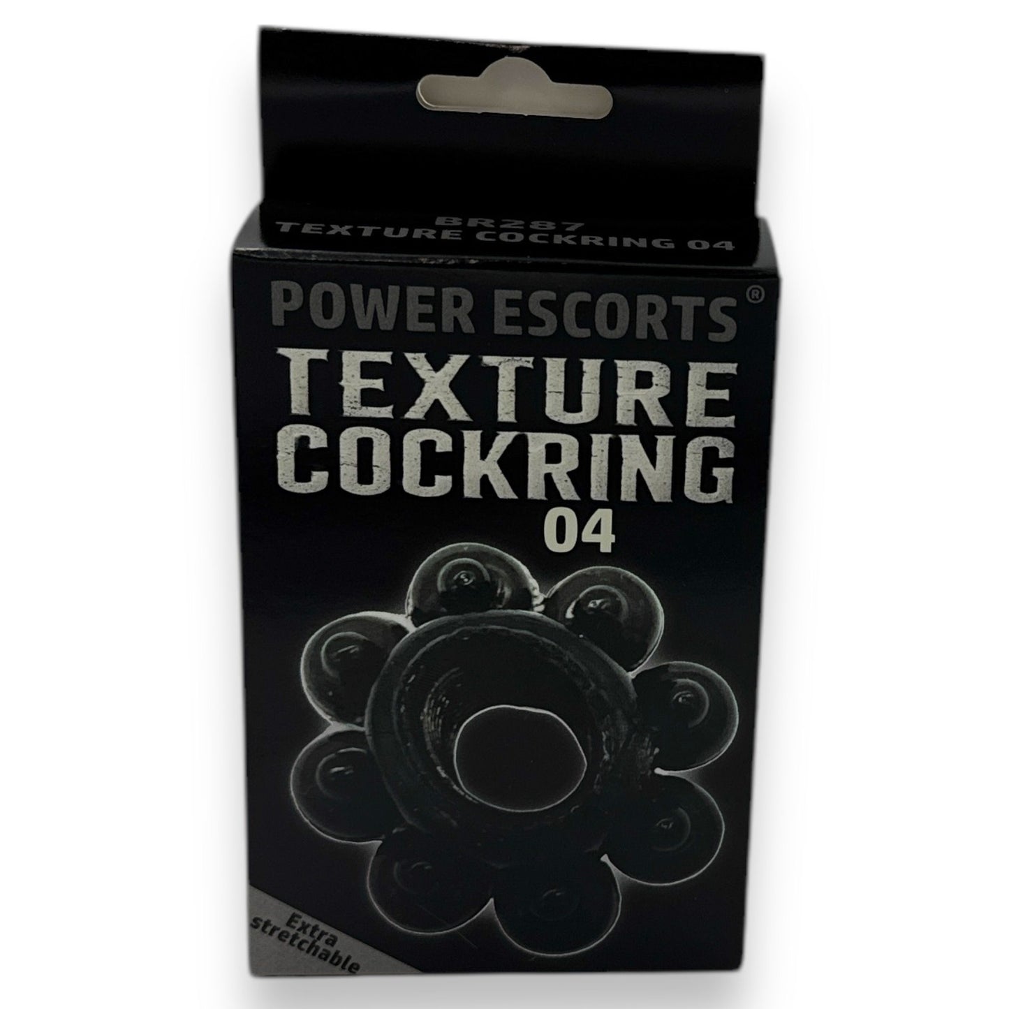 Power Escorts - BR287 - Texture Cockring 04 - Black - Extra Stretchable