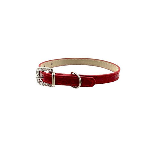 Cat Collar / Small Dog Collar - Red - Dia 8 CM - Length 30 CM - Width 1 CM - Buckle With Luxury Diamond Stone Look