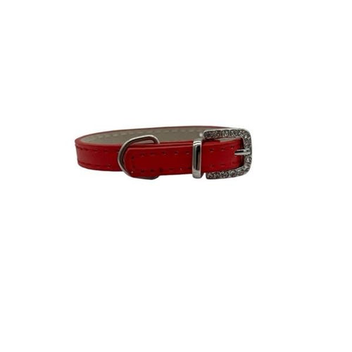 Cat Collar / Small Dog Collar - Red - Dia 7 CM - Length 28 CM - Width 1 CM - Buckle With Luxury Diamond Stone Look