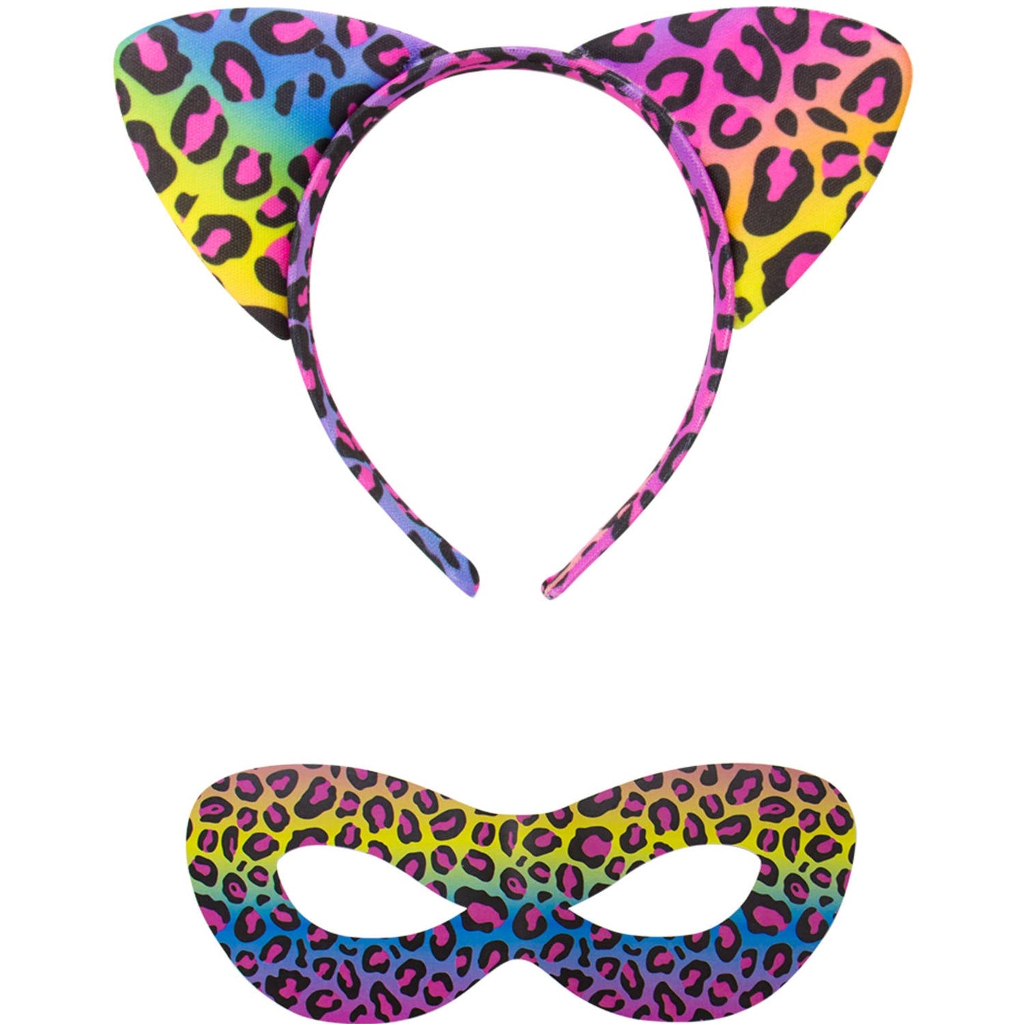 Kinky Pleasure - FT067 - Panter Mask & Tiara 2pcs - Rainbow - 1 Piece