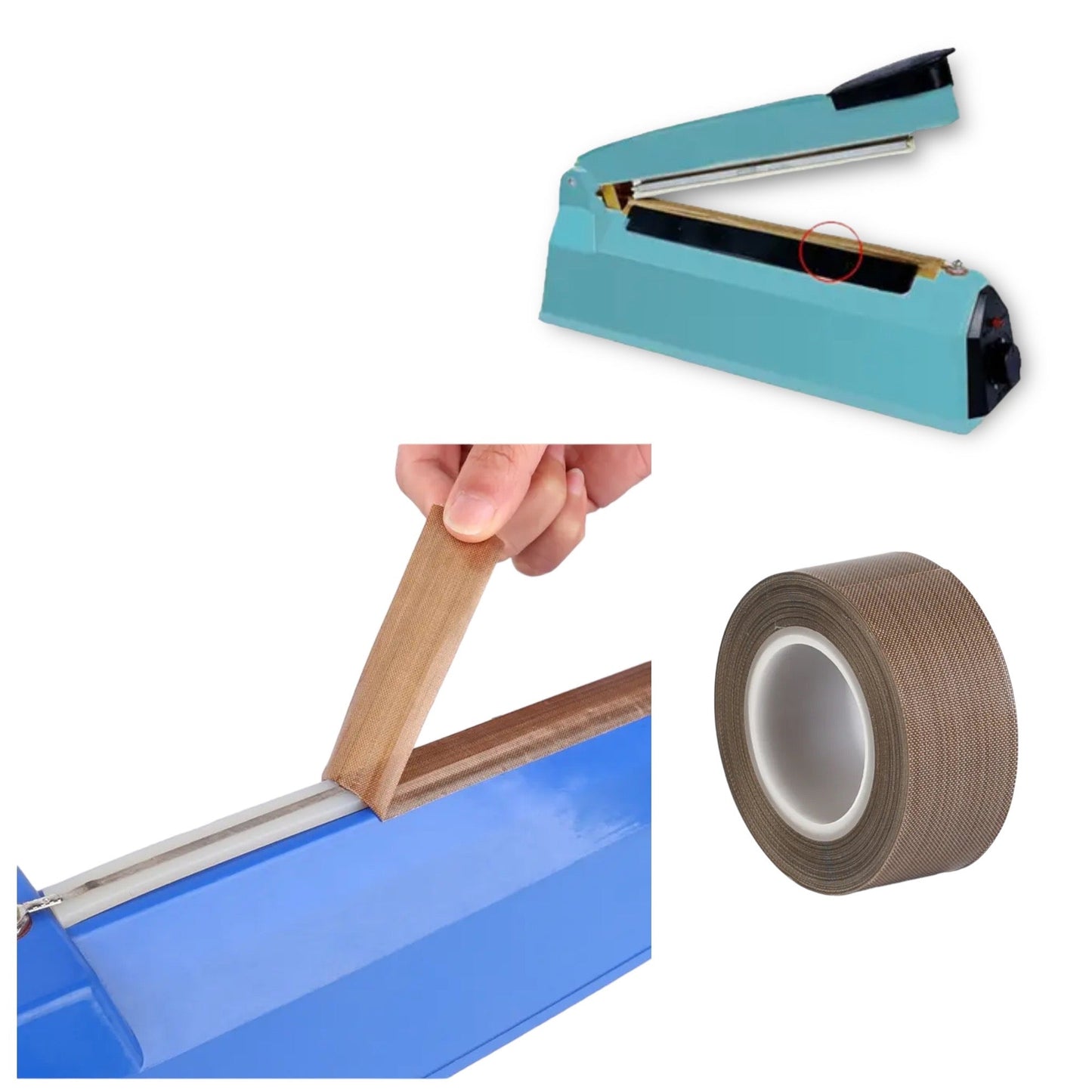 Timmy Toys - AX041 - High-Temperature Tape Roll. PTFE Tape Roll with Adhesive for Vacuum Sealers and High Temperatures - 10 Meters - 2 Sizes - 1 Piece