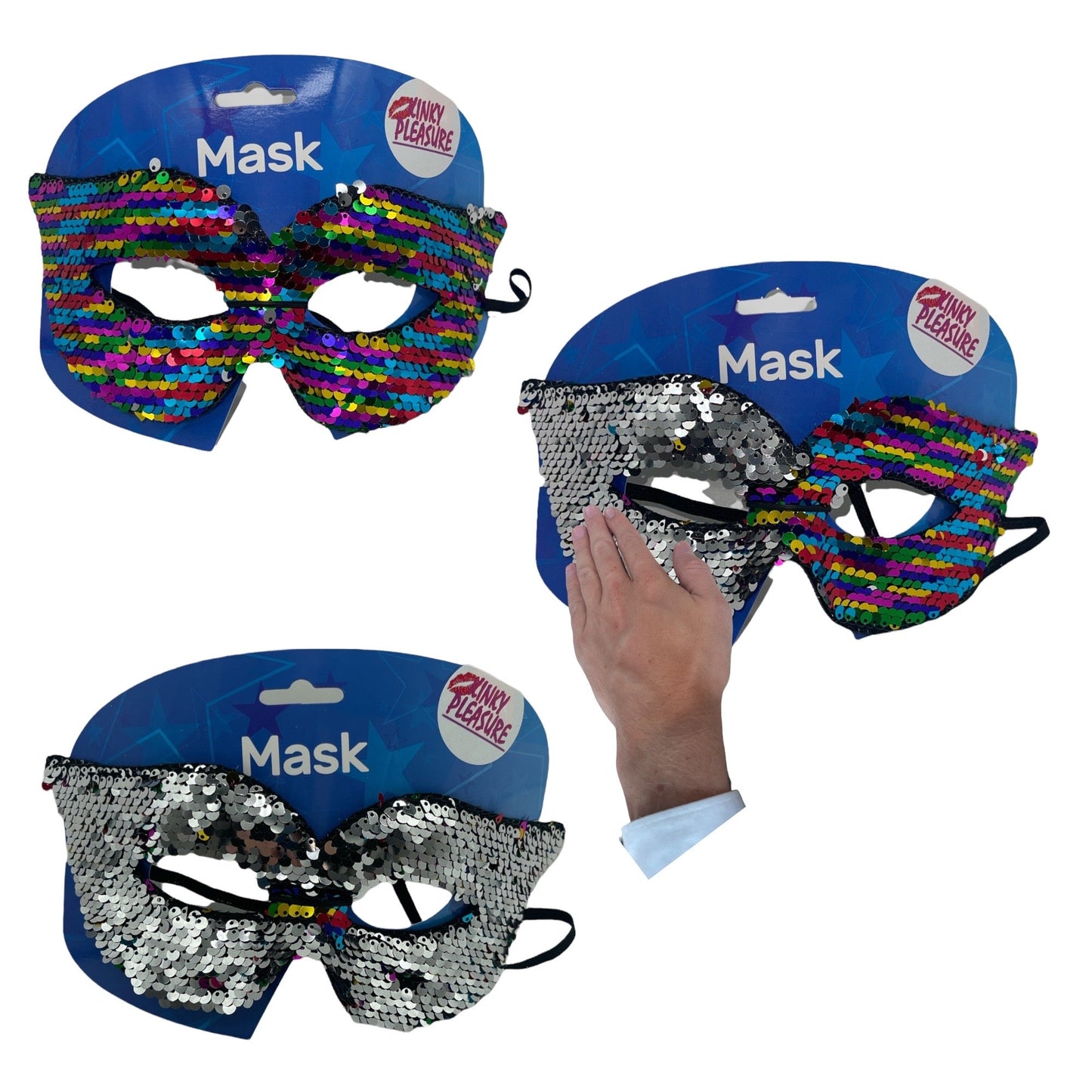 Kinky Pleasure - FT073 - Eye Mask - 2 In 1 - Rainbow & Zilver - 1 Piece