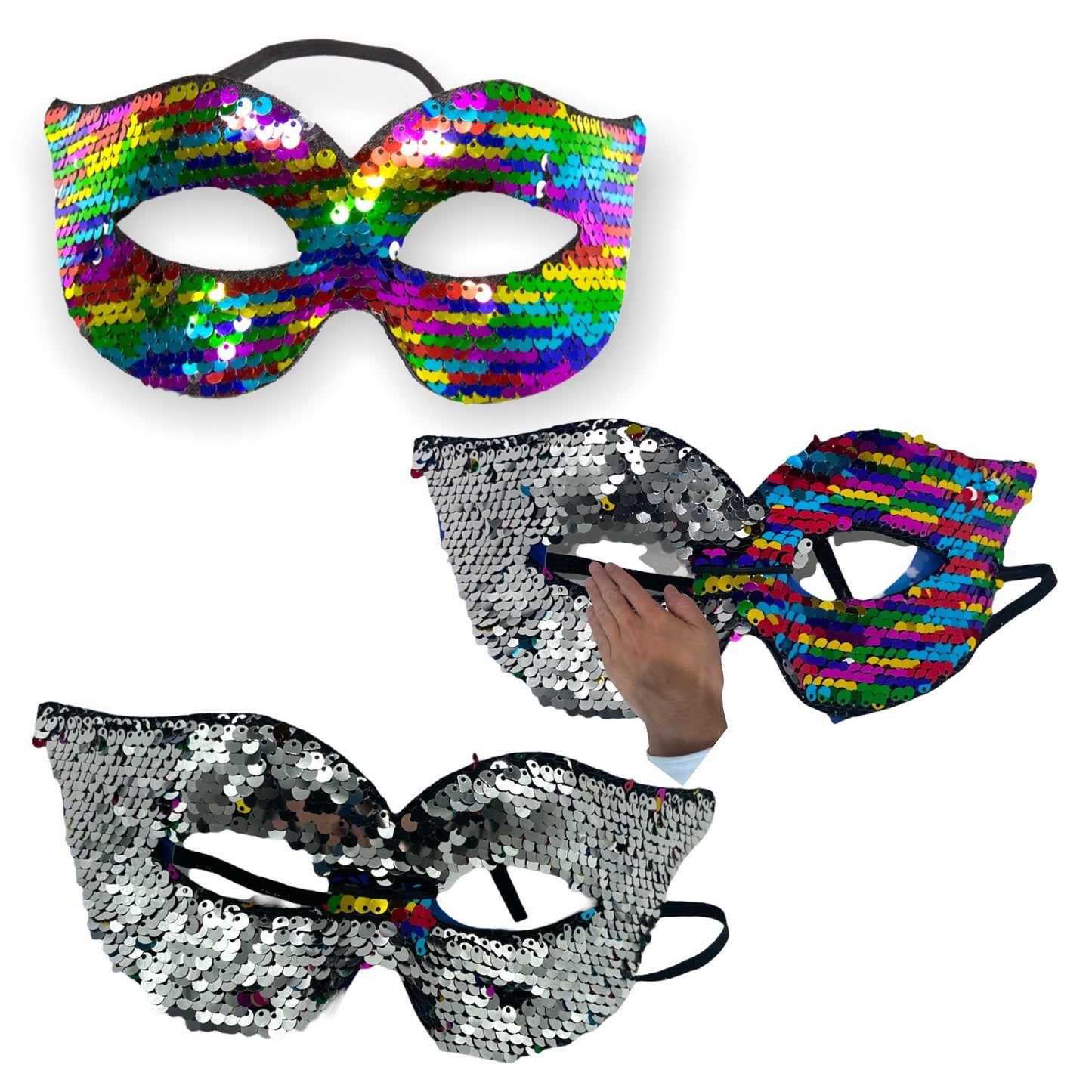 Kinky Pleasure - FT073 - Eye Mask - 2 In 1 - Rainbow & Zilver - 1 Piece