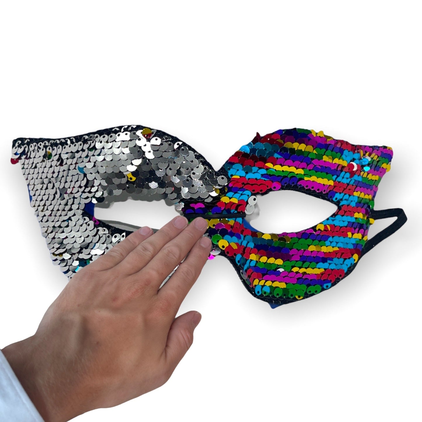 Kinky Pleasure - FT073 - Eye Mask - 2 In 1 - Rainbow & Zilver - 1 Piece